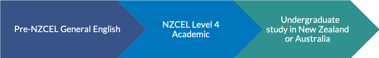 UUNZ undergraduate pathway — Pre-NZCEL General English to NZCEL Level 4 to undergraduate study